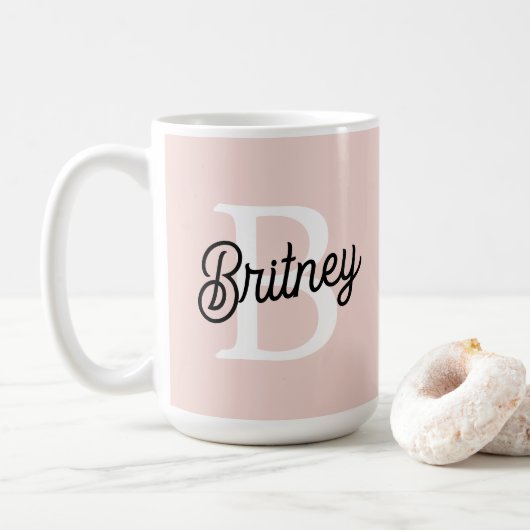 Modernes Personalisiertes Monogramm und Name Paste Kaffeetasse (Mit Donut)
