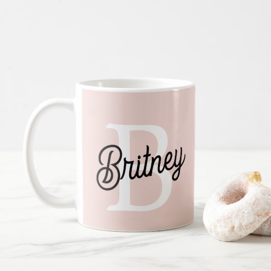 Modernes Personalisiertes Monogramm und Name Paste Kaffeetasse (Mit Donut)