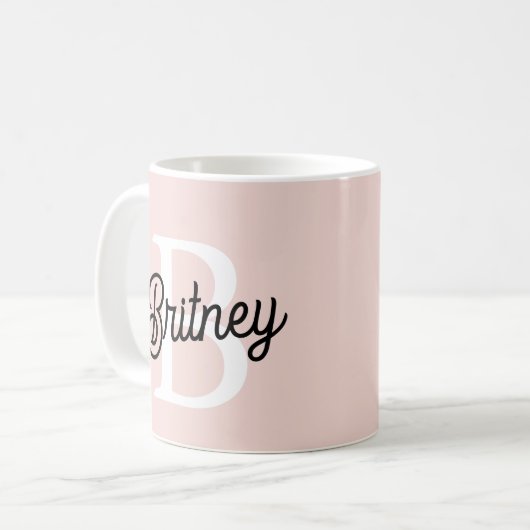 Modernes Personalisiertes Monogramm und Name Paste Kaffeetasse (Vorderseite Links)