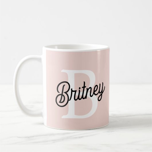 Modernes Personalisiertes Monogramm und Name Paste Kaffeetasse (Links)