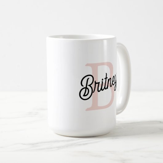 Modernes Personalisiertes Monogramm und Name Paste Kaffeetasse (VorderseiteRechts)