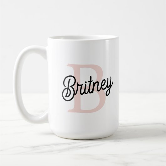 Modernes Personalisiertes Monogramm und Name Paste Kaffeetasse (Links)