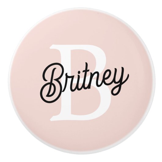 Modernes Personalisiertes Monogramm und Name Paste Keramikknauf (Vorderseite)