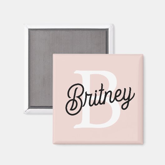 Modernes Personalisiertes Monogramm und Name Paste Magnet (Vorderseite/Rückseite)