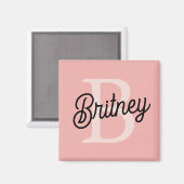 Modernes Personalisiertes Monogramm und Name Paste Magnet (Vorderseite/Rückseite)