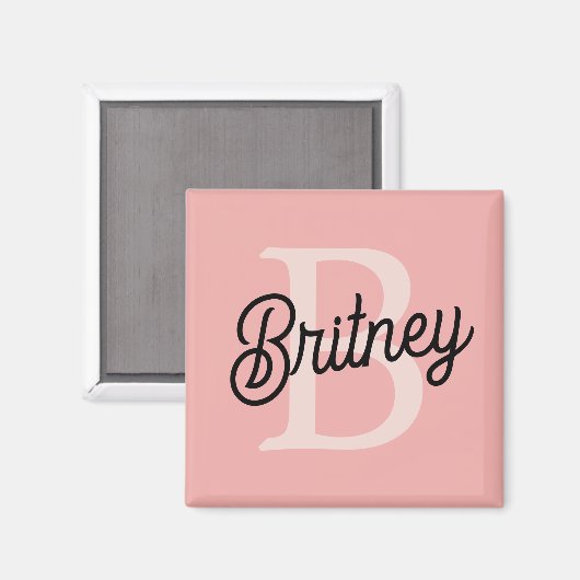 Modernes Personalisiertes Monogramm und Name Paste Magnet (Vorderseite/Rückseite)
