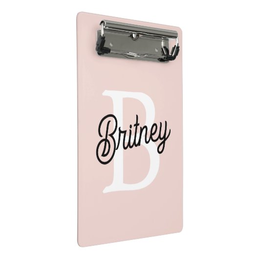 Modernes Personalisiertes Monogramm und Name Paste Mini Klemmbrett (Schrägansicht)