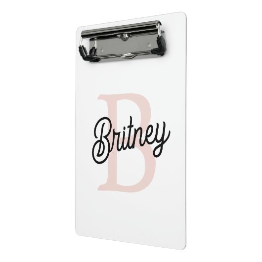 Modernes Personalisiertes Monogramm und Name Paste Mini Klemmbrett (Gewinkelt2)