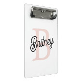 Modernes Personalisiertes Monogramm und Name Paste Mini Klemmbrett (Schrägansicht)
