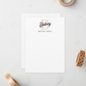 Modernes Personalisiertes Monogramm und Name Paste Mitteilungskarte (Vorderseite/Rückseite Beispiel)