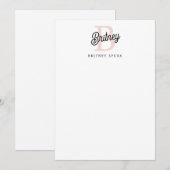 Modernes Personalisiertes Monogramm und Name Paste Mitteilungskarte (Vorne/Hinten)