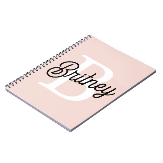 Modernes Personalisiertes Monogramm und Name Paste Notizblock (Linke Seite)