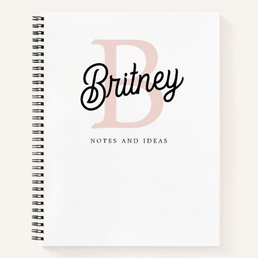 Modernes Personalisiertes Monogramm und Name Paste Notizblock (Vorderseite)