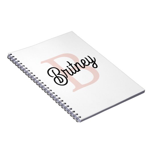 Modernes Personalisiertes Monogramm und Name Paste Notizblock (Rechte Seite)