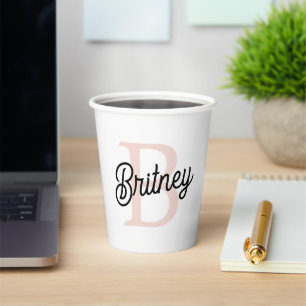 Modernes Personalisiertes Monogramm und Name Paste Pappbecher