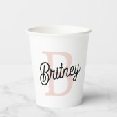 Modernes Personalisiertes Monogramm und Name Paste Pappbecher (Rückseite)