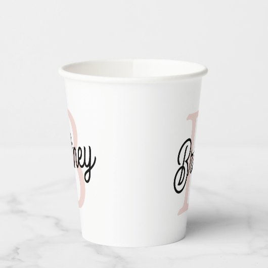 Modernes Personalisiertes Monogramm und Name Paste Pappbecher (Links)