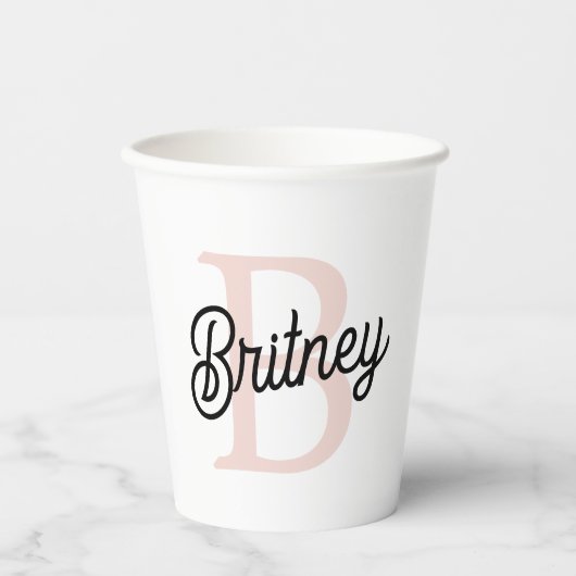 Modernes Personalisiertes Monogramm und Name Paste Pappbecher (Vorderseite)