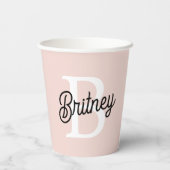 Modernes Personalisiertes Monogramm und Name Paste Pappbecher (Rückseite)