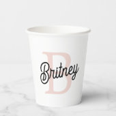 Modernes Personalisiertes Monogramm und Name Paste Pappbecher (Rückseite)