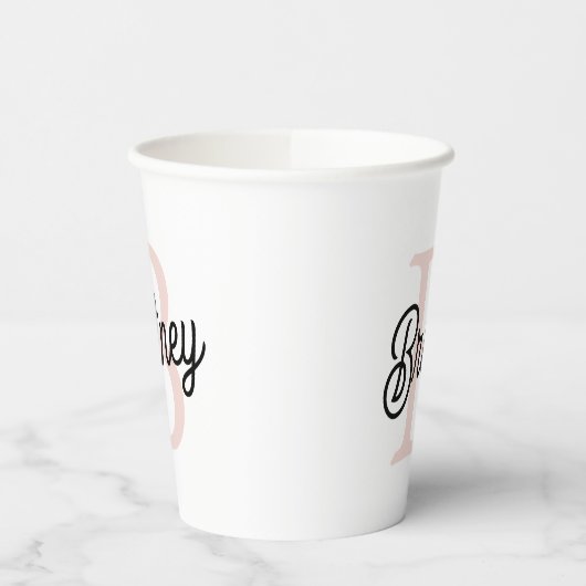 Modernes Personalisiertes Monogramm und Name Paste Pappbecher (Links)