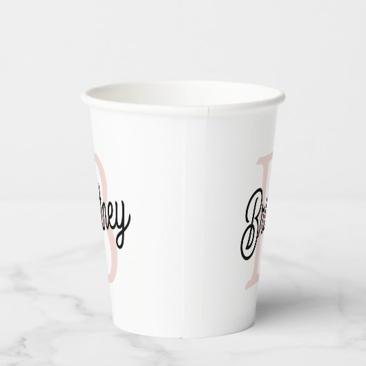 Modernes Personalisiertes Monogramm und Name Paste Pappbecher (Rechts)