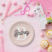 Modernes Personalisiertes Monogramm und Name Paste Pappteller (Party)