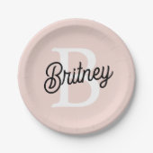 Modernes Personalisiertes Monogramm und Name Paste Pappteller (Vorderseite)