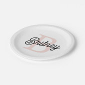 Modernes Personalisiertes Monogramm und Name Paste Pappteller (Schrägansicht)