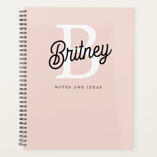 Modernes Personalisiertes Monogramm und Name Paste Planer (Vorderseite)