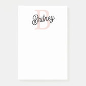 Modernes Personalisiertes Monogramm und Name Paste Post-it Klebezettel (Vorderseite)