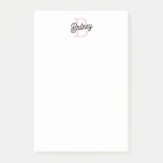 Modernes Personalisiertes Monogramm und Name Paste Post-it Klebezettel (Vorderseite)