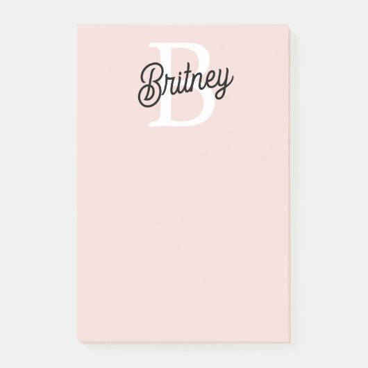 Modernes Personalisiertes Monogramm und Name Paste Post-it Klebezettel (Vorderseite)