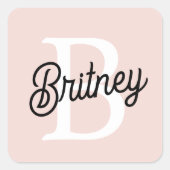 Modernes Personalisiertes Monogramm und Name Paste Quadratischer Aufkleber (Vorderseite)