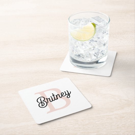 Modernes Personalisiertes Monogramm und Name Paste Rechteckiger Pappuntersetzer (Vor Ort)