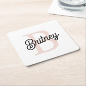Modernes Personalisiertes Monogramm und Name Paste Rechteckiger Pappuntersetzer (angewinkelt)