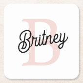 Modernes Personalisiertes Monogramm und Name Paste Rechteckiger Pappuntersetzer (Vorderseite)