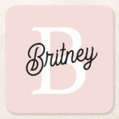 Modernes Personalisiertes Monogramm und Name Paste Rechteckiger Pappuntersetzer (Vorderseite)