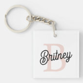 Modernes Personalisiertes Monogramm und Name Paste Schlüsselanhänger (Vorderseite)