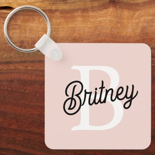 Modernes Personalisiertes Monogramm und Name Paste Schlüsselanhänger (Vorderseite)