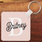 Modernes Personalisiertes Monogramm und Name Paste Schlüsselanhänger (Rückseite)