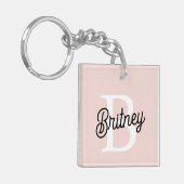 Modernes Personalisiertes Monogramm und Name Paste Schlüsselanhänger (Vorderseite links)