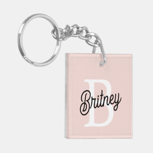 Modernes Personalisiertes Monogramm und Name Paste Schlüsselanhänger (Vorderseite links)