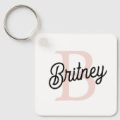 Modernes Personalisiertes Monogramm und Name Paste Schlüsselanhänger (Vorderseite)