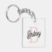 Modernes Personalisiertes Monogramm und Name Paste Schlüsselanhänger (Vorderseite links)