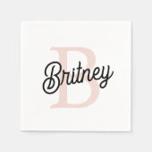 Modernes Personalisiertes Monogramm und Name Paste Serviette (Vorderseite)