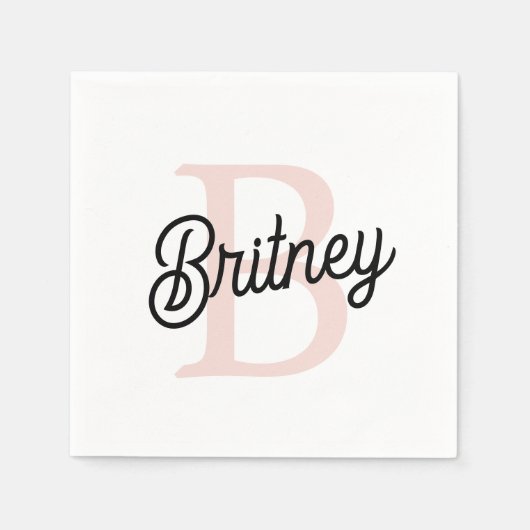 Modernes Personalisiertes Monogramm und Name Paste Serviette (Vorderseite)