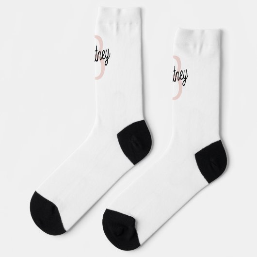 Modernes Personalisiertes Monogramm und Name Paste Socken (Linkes Detail)