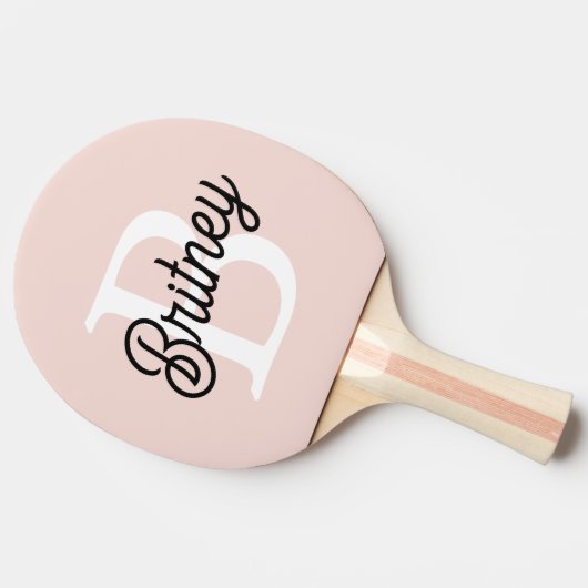 Modernes Personalisiertes Monogramm und Name Paste Tischtennis Schläger (Seitenansicht)