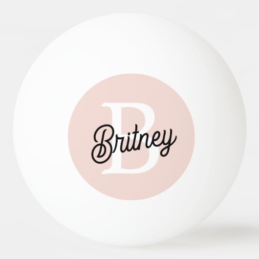 Modernes Personalisiertes Monogramm und Name Paste Tischtennisball (Vorderseite)